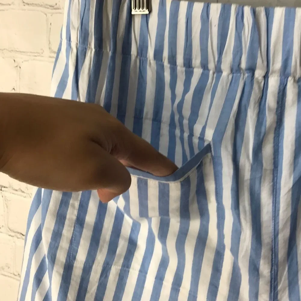 On 34th Blue and White Striped Women's Shorts L